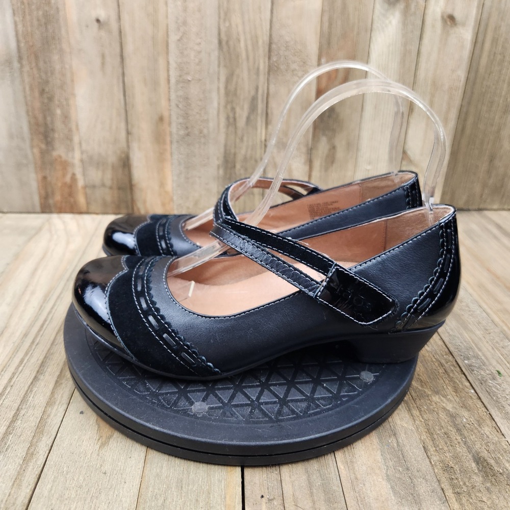 Taos Can Can Mary Jane Heels Womens size 7 Black Leather Shoes CAN-12882